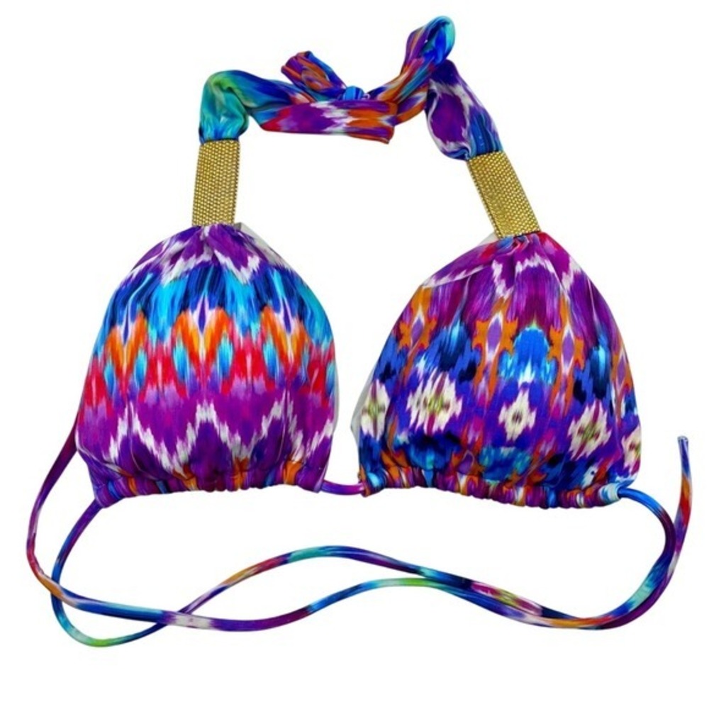 Onda De Mar Bikini‎ Top Ikat Caleidoscope psychedelic neon bright M swim suit